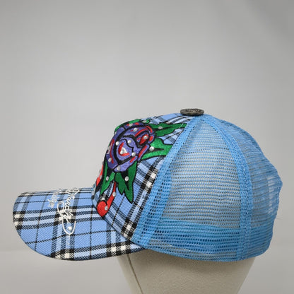 Ed Hardy Christian Audigier Snapback Mesh Back Hat Rhinestones Embroidered Love