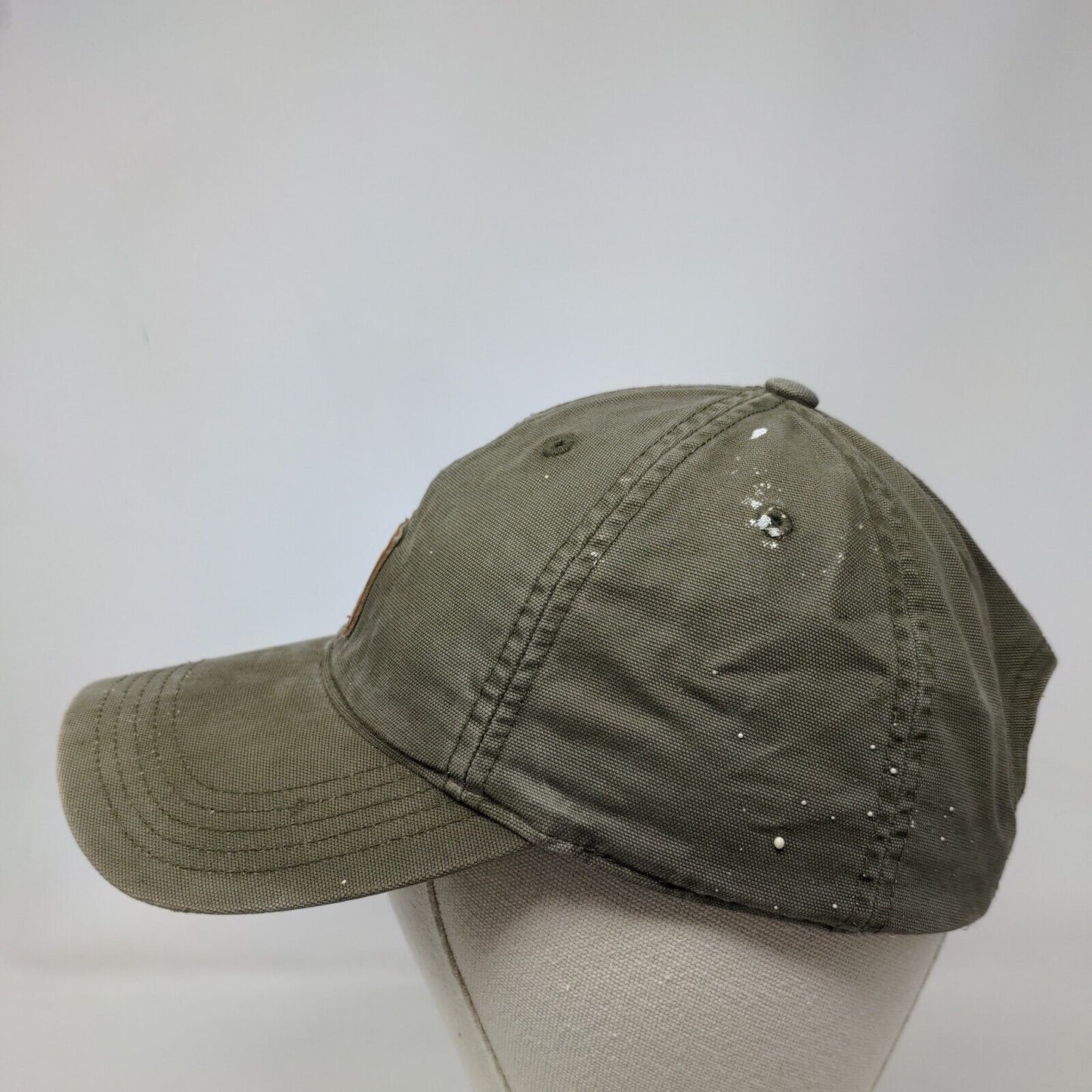 Carhartt Leather Patch Strapback Hat Green OSFA Adjustable 6 Panel