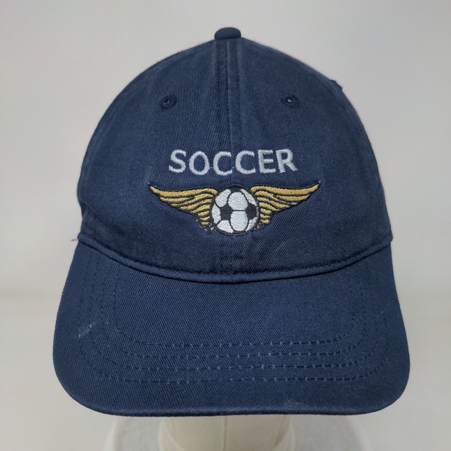 Soccer Ball Wings Slideback Hat Blue OSFM Embroidered Outdoor Cap