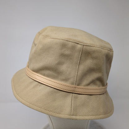 Liz Claiborne Bucket Hat Tan One Size Leather Strap Solid Outdoor