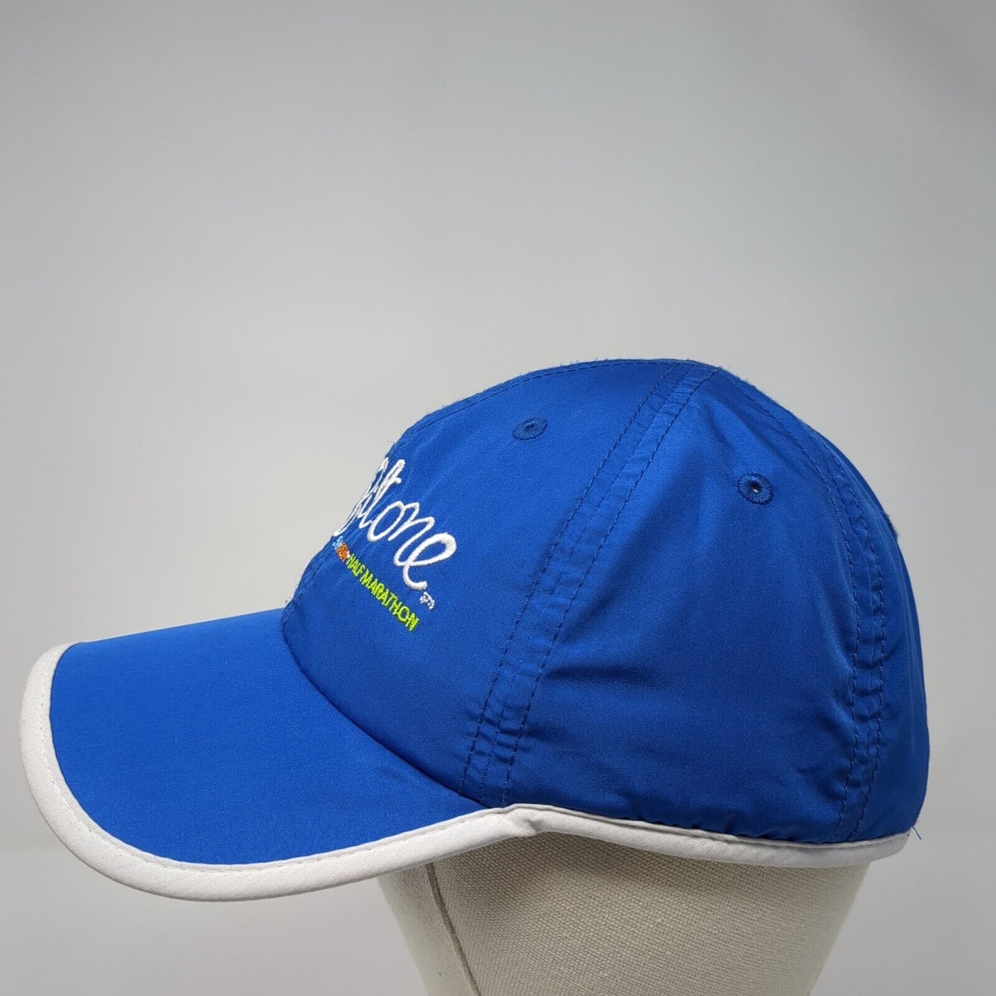 Fit One 5K 10K Half Marathon Greenlayer Strapback Running Cap Blue OS Adjustable