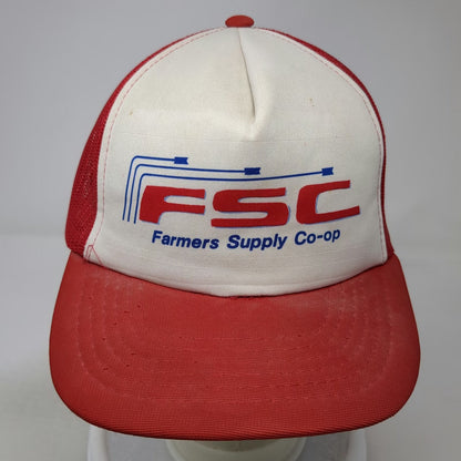 Farmers Supply Co-op FSC Logo Red Trucker Hat One Size Snapback Foam Mesh Cap