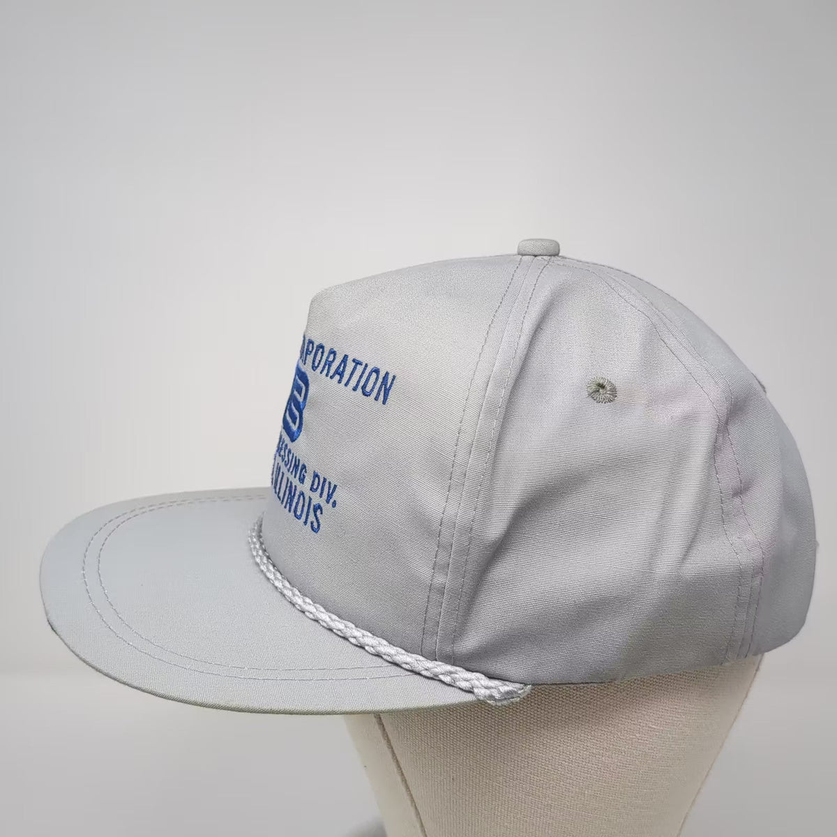 K-Brand Gray Blue Bunge Corporation Soy 5 Panel Rope Hat Strapback OS USA Made