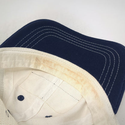 Baseball Cap White Blue Red One Size American Flag Patch Mesh Back Slideback Hat