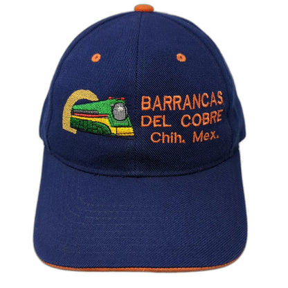 Blue Baseball Cap OSFM Barrancas del Cobre Mexico Train Strapback Hat Chihuahua