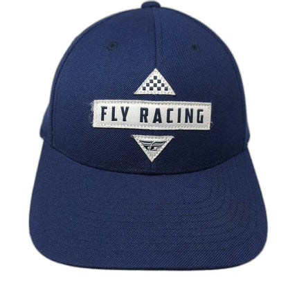 Fly Racing Snapback Hat Blue White One Size Racing Patch Structured 6 Panel Cap