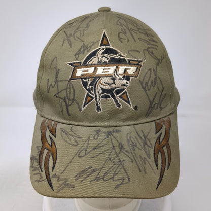 M&F PBR Bull Riders Baseball Cap Brown One Size Autographed Flame Cotton Hat