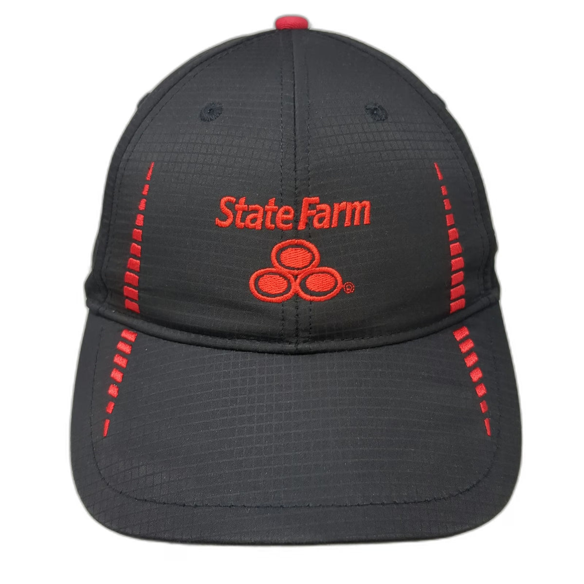Cap America State Farm Logo Baseball Cap Black Red One Size Strapback Golf Hat