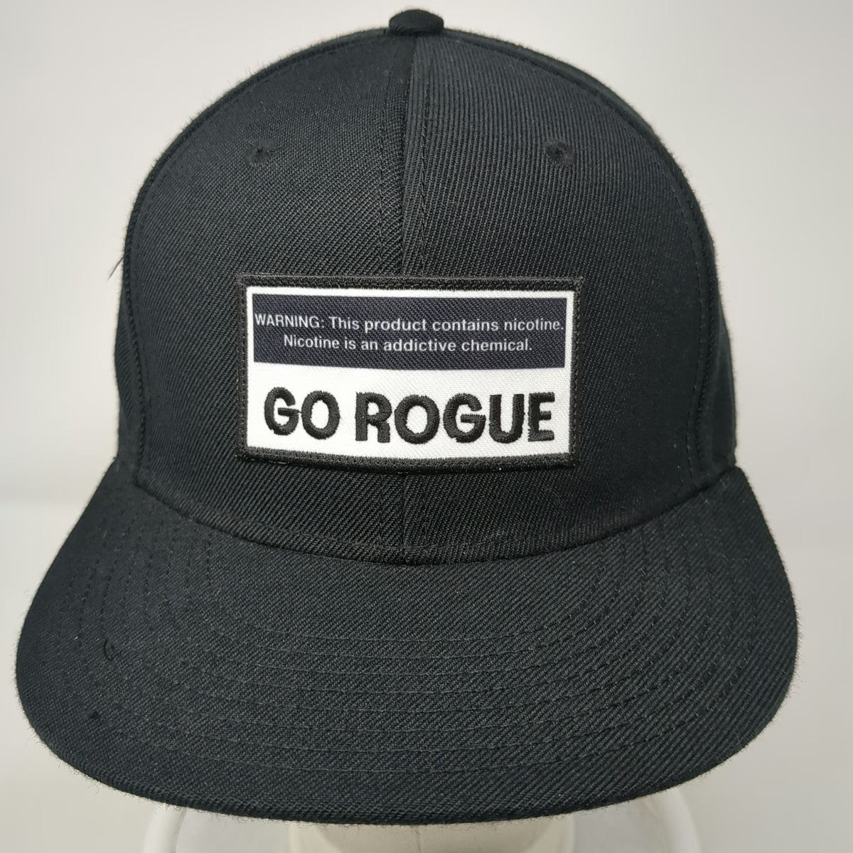 Otto Snapback Hat Black One Size Go Rogue Patch Flat Brim Acrylic Wool