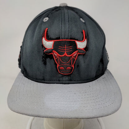 Chicago Bulls Snapback Hat Black OSFM Embroidered Logo NBA Distressed New Era