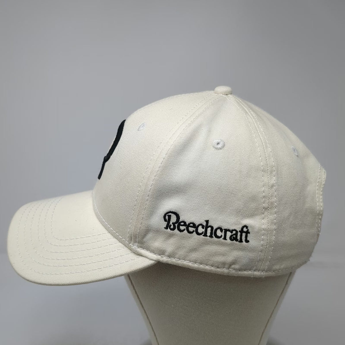 Otto Beechcraft Baseball Cap White One Size Slideback Side Logo 100% Cotton Hat