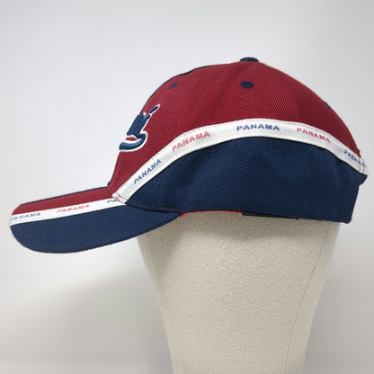 Mega Sport Panama Baseball Cap Red Blue White One Size Ribbon Tape Strapback Hat
