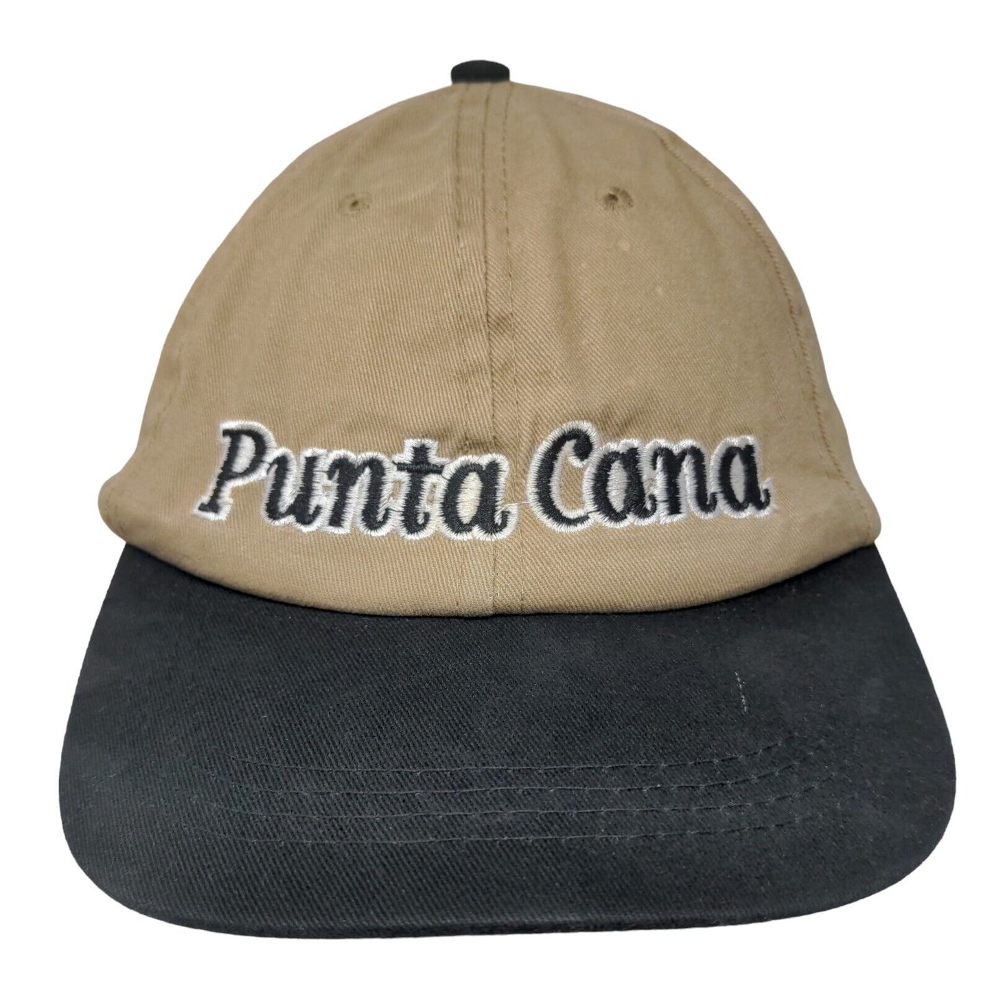 Punta Cana Slideback Hat Tan One Size Embroidered Colorblock 6 Panel