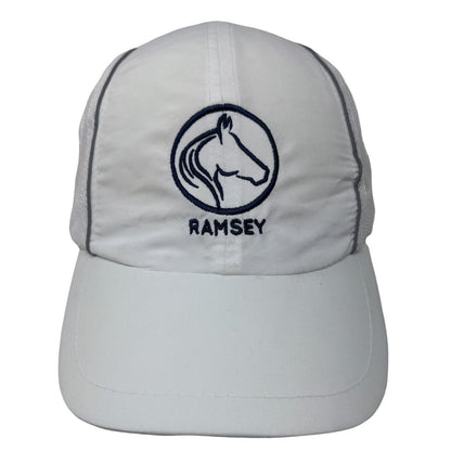 Ramsey Men's Strapback Hat White OSFA Embroidered Horse Equestrian Logo