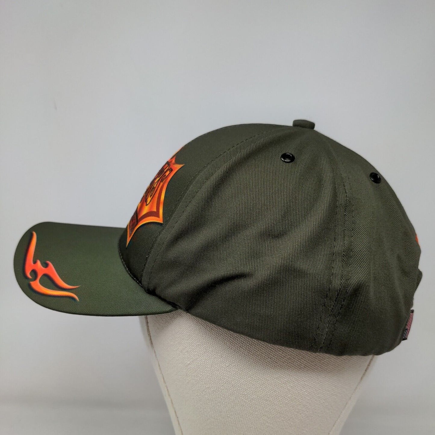 Graffiti Men's Strapback Hat Green Laborer's Union Local #120 Flames Embroidered