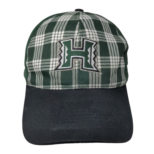 KOP Distributors Hawaii Men's Strapback Hat Green Plaid Embroidered Logo