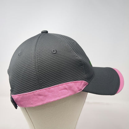 John Deere Baseball Cap Gray Pink One Size Slideback Waffle Texture Logo Hat