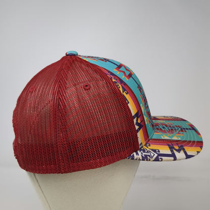 Rock & Roll Denim Blue Trucker Hat One Size Southwestern Aztec Pattern Mesh