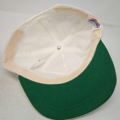 Cap America 5 Panel White 3M Red Logo Green Underbrim Snapback Hat Vintage