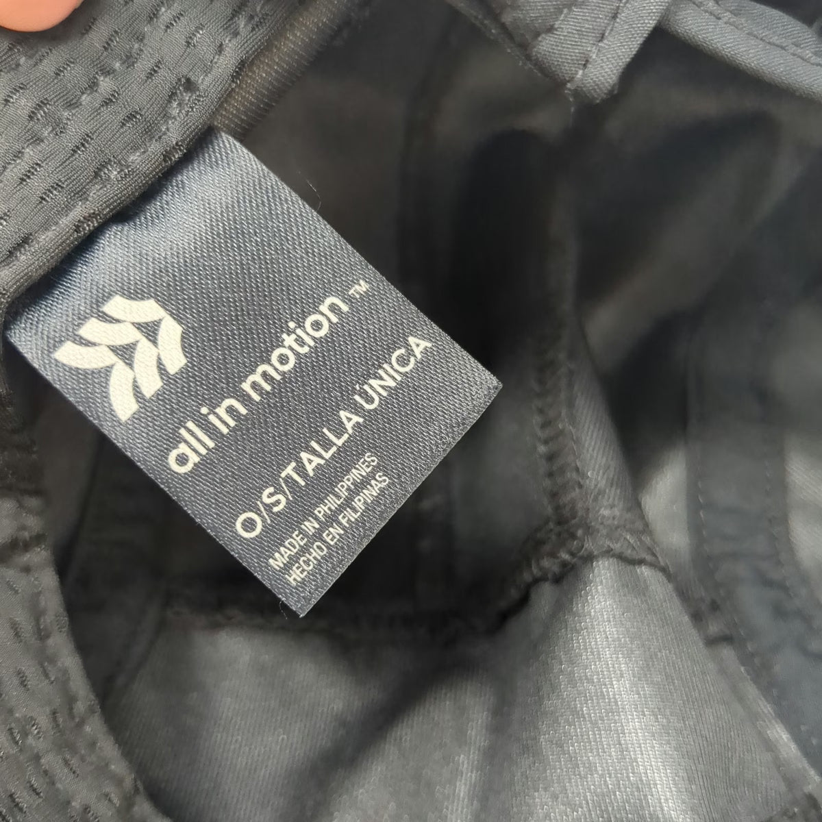 All in Motion 5 Panel Black One Size Hat Bungee Cord Performance Lightweight
