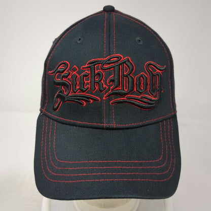 Sick Boy Baseball Cap Black Red XL Fitted Hat Contrast Stitching Gothic Logo