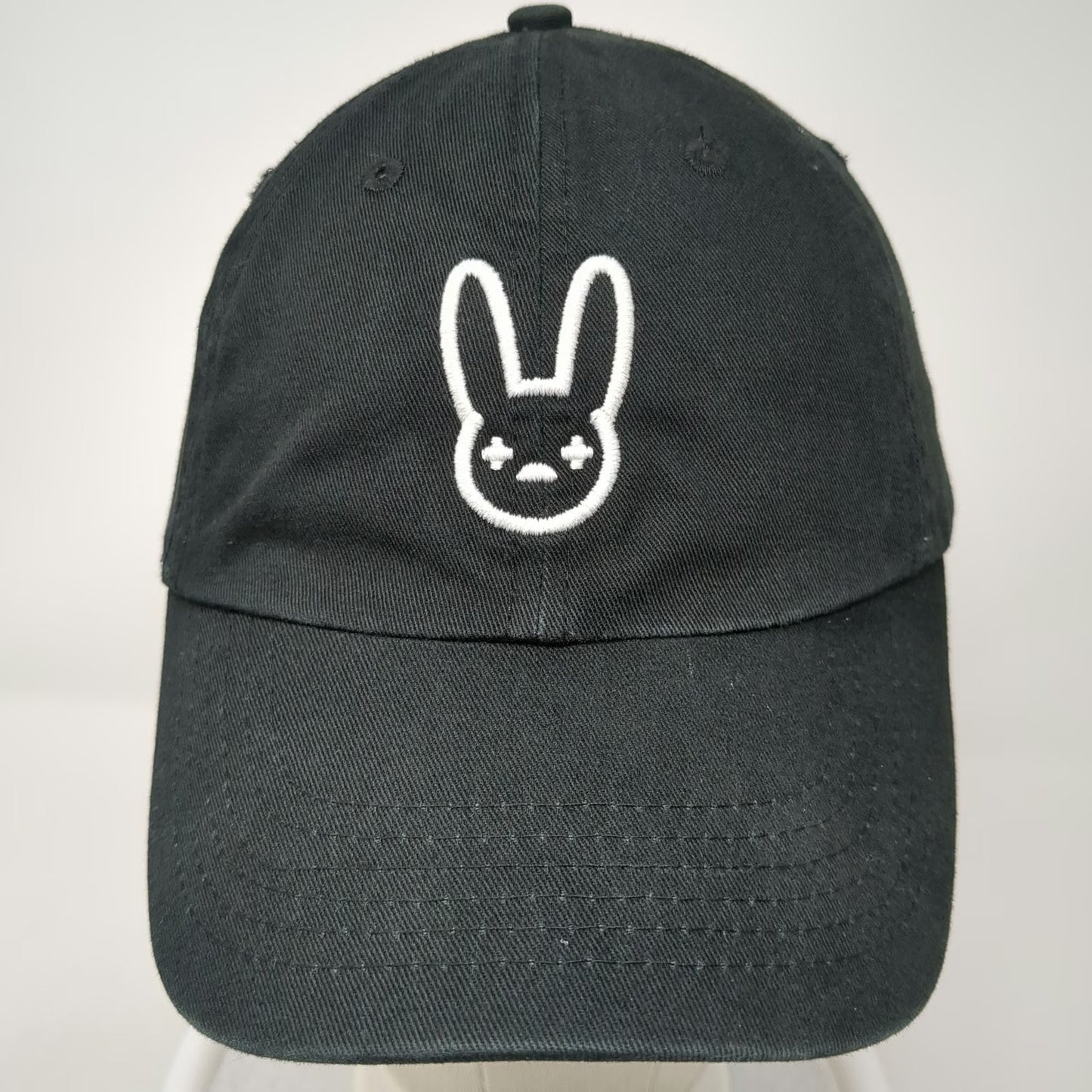 Bad Bunny Embroidered Logo Baseball Cap Black One Size Adjustable Slide Strap