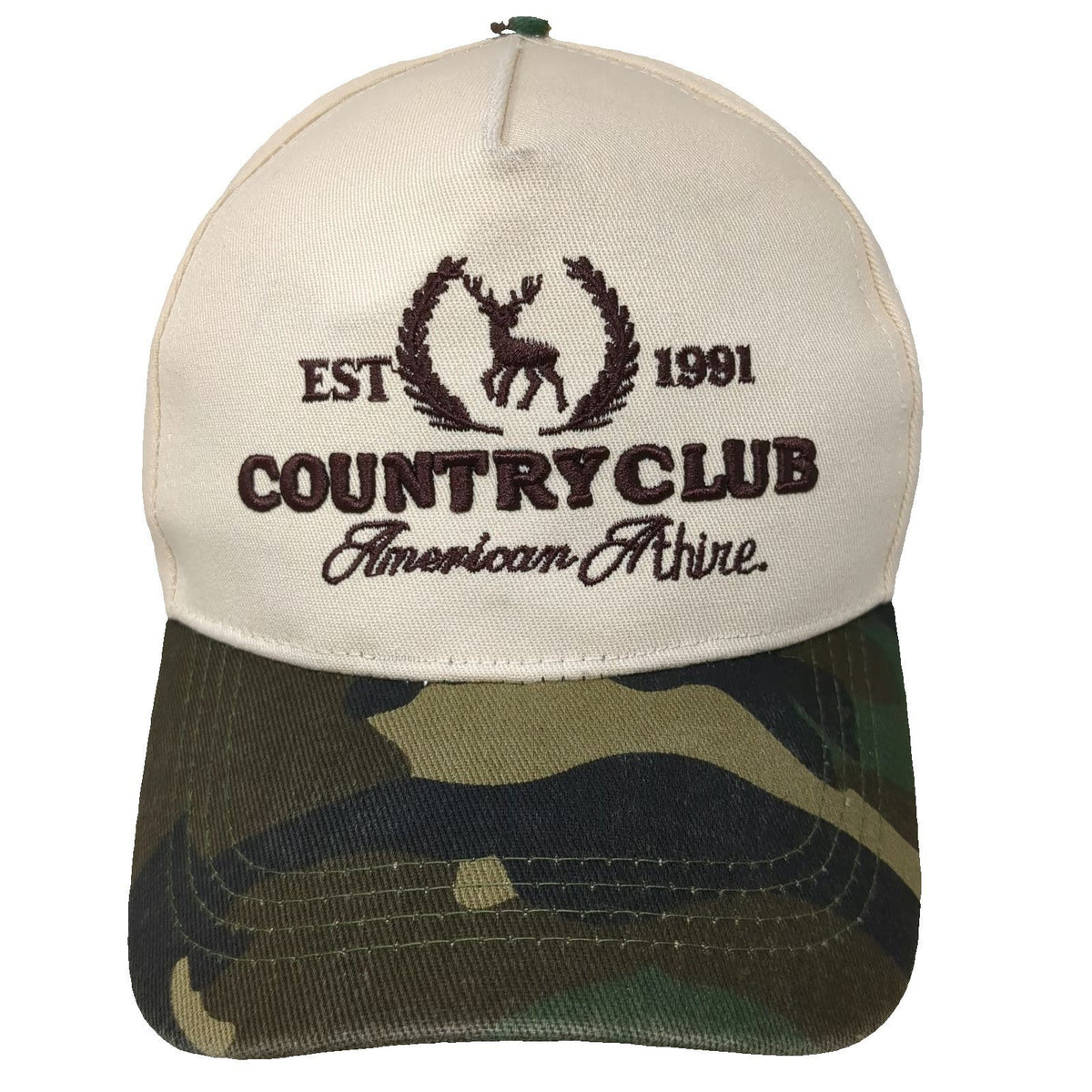 American Attire 5 Panel Beige One Size Country Club Deer Camo Snapback Hat