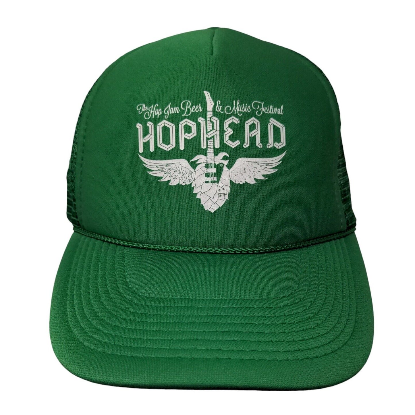 Hop Head The Hop Jam Beer & Music Festival Trucker Hat Green OSFM Mesh Back Rope