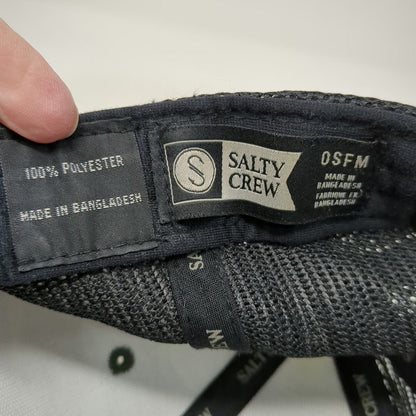 Salty Crew Trucker Hat Black One Size Camo Shark Patch Find Refuge in the Sea