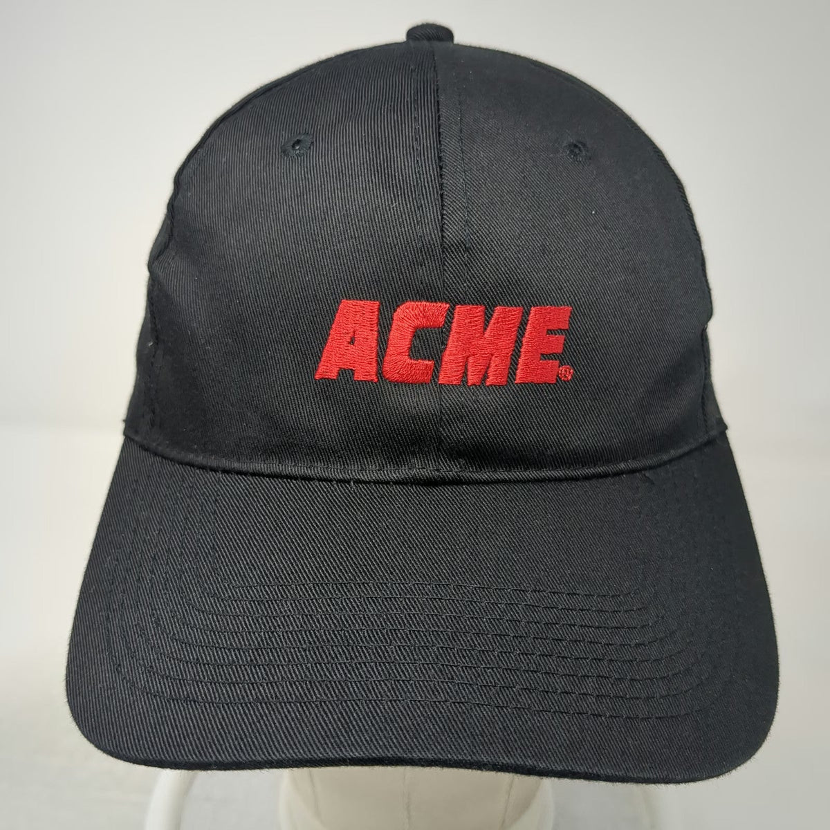 Big Custom Baseball Cap Black One Size ACME Logo Embroidered Strapback Hat