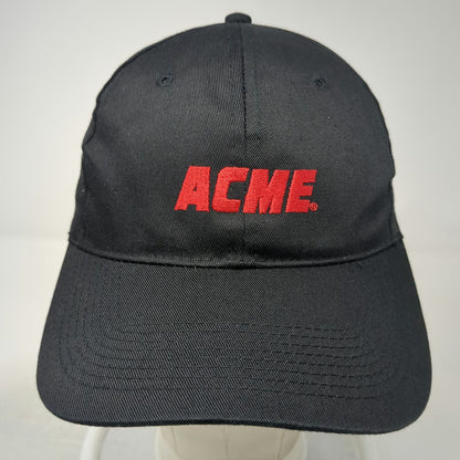 Big Custom Baseball Cap Black One Size ACME Logo Embroidered Strapback Hat