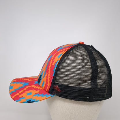 Unbranded Snapback Ponytail Trucker Hat Multicolor OS Mesh Back Aztec Print