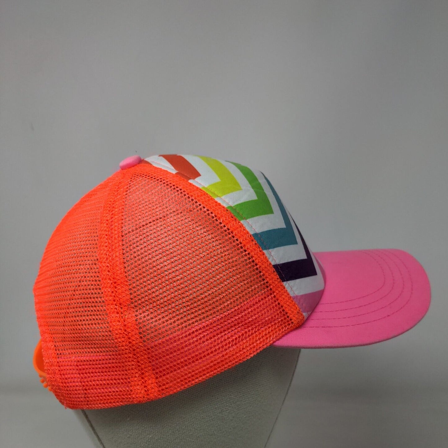 Rainbow Chevron Snapback Trucker Hat Multicolor One Size Adjustable Mesh Back