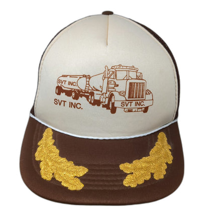 Crown Cap Trucker Hat Brown OSFM SVT Inc Semi Tanker Truck Scrambled Eggs Rope