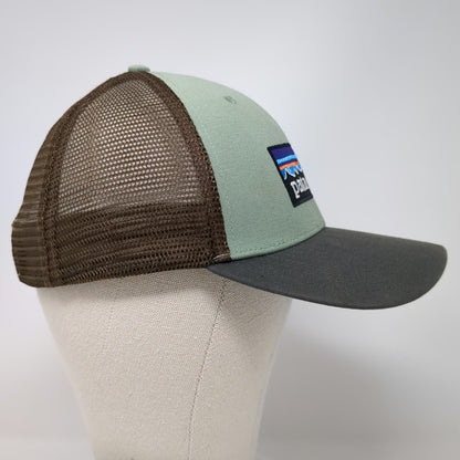 Patagonia Trucker Hat Green Gray One Size Mesh Snapback Fitz Roy Patch Cotton