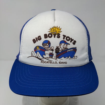 Big Boys Toys Pocatello Idaho Snapback Trucker Hat Blue OSFA Mesh Back Polyester