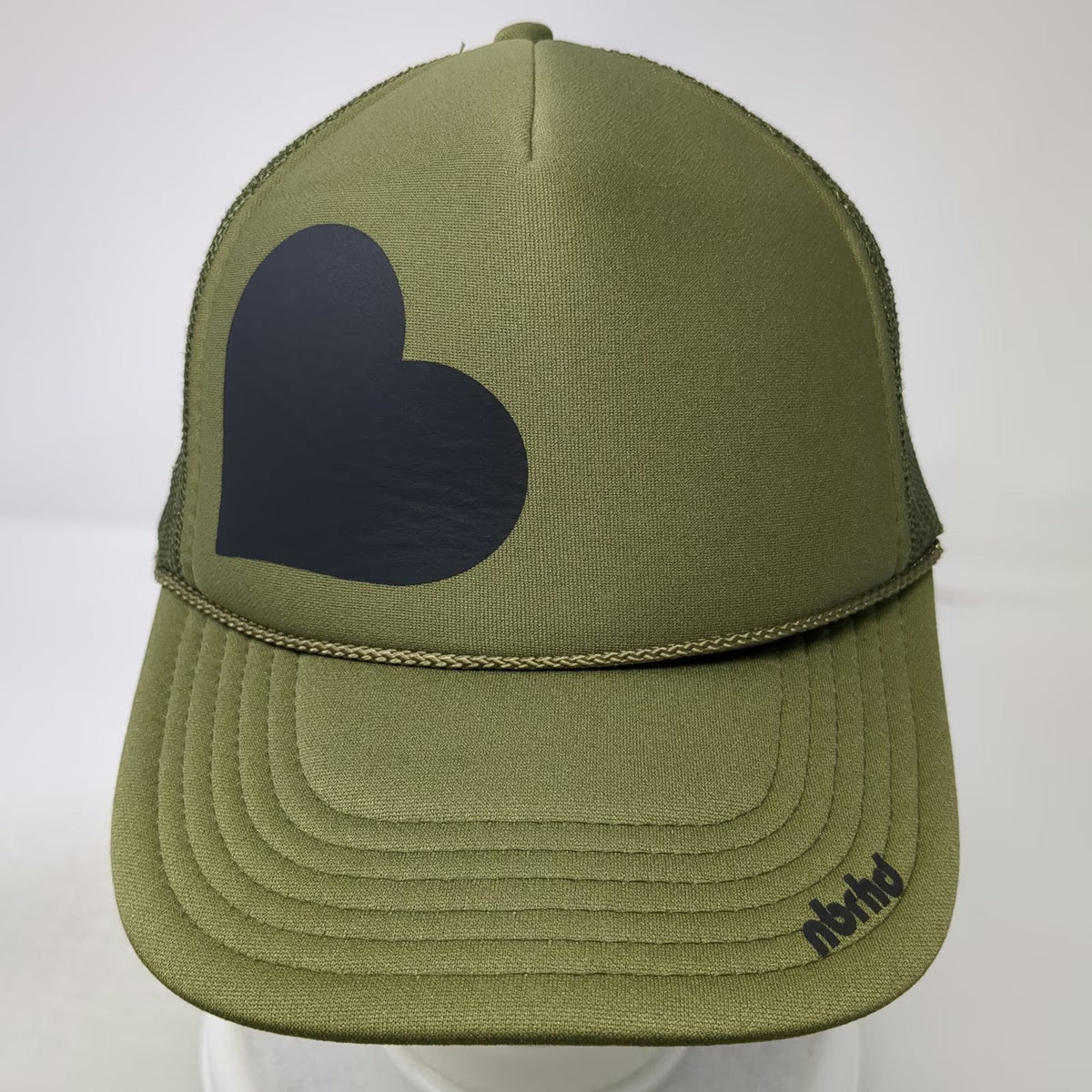 Neighborhood Laguna nbrhd Trucker Hat Green One Size Black Heart Graphic Mesh