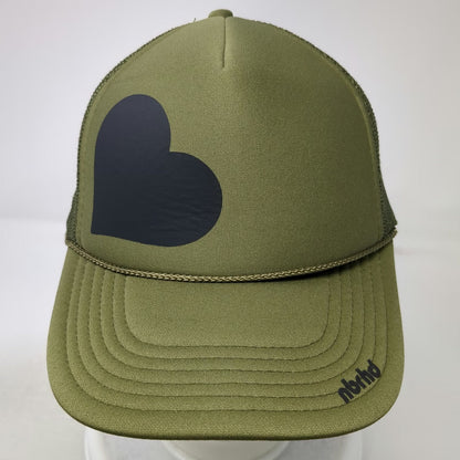 Neighborhood Laguna nbrhd Trucker Hat Green One Size Black Heart Graphic Mesh