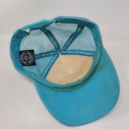 Aloha Snapback Mesh Back Trucker Hat Blue One Size Adjustable KC Hawaii
