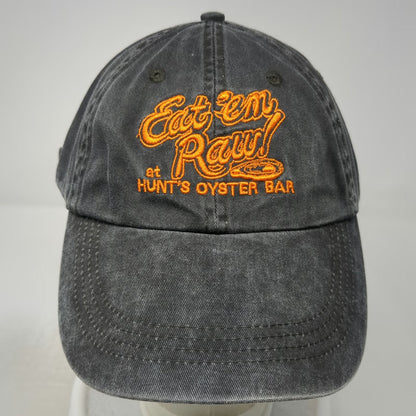Anvil Baseball Cap Gray One Size Hunt's Oyster Bar Eat em Raw Slideback Hat