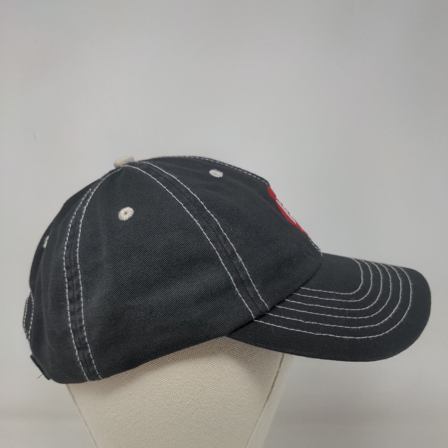 Unbranded Strapback Hat Black One Size Logo Embroidered 6 Panel