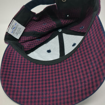Port Authority Baseball Cap Blue Red One Size Gingham FMC Logo Cotton Hat