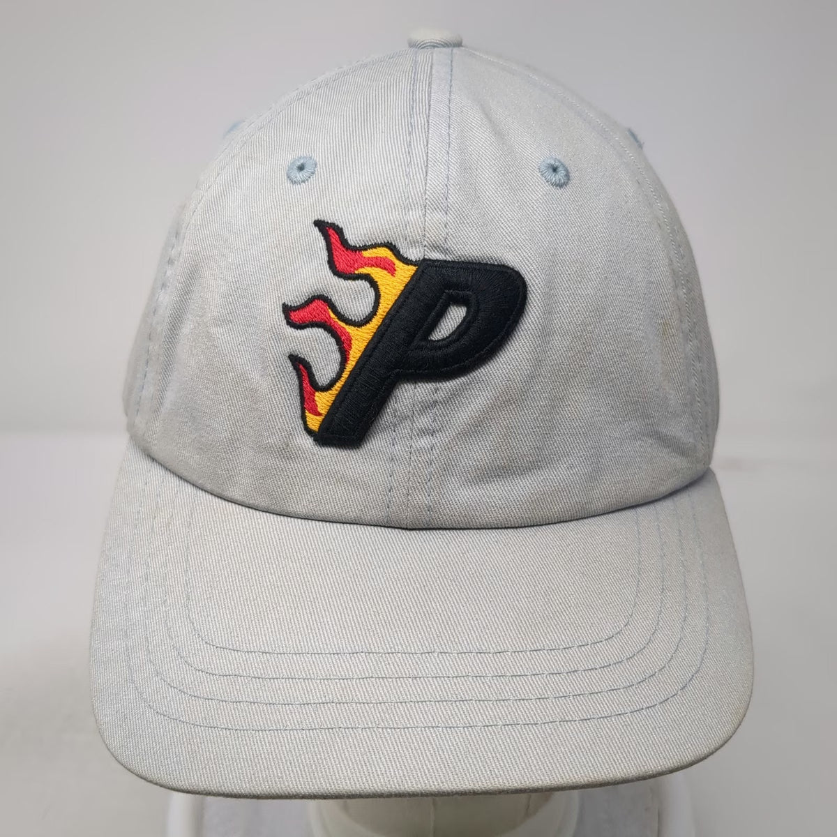 Palace Baseball Cap Gray One Size Flaming P Embroidered Logo Adjustable Hat
