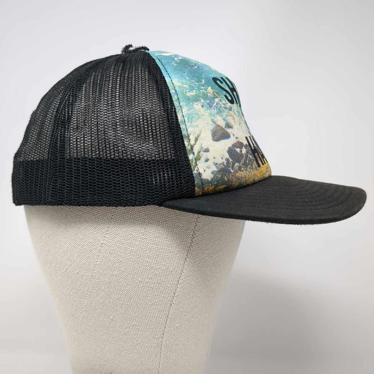 Volcom Trucker Hat Blue Black One Size Shred Be Happy Mesh Back Beach Snapback