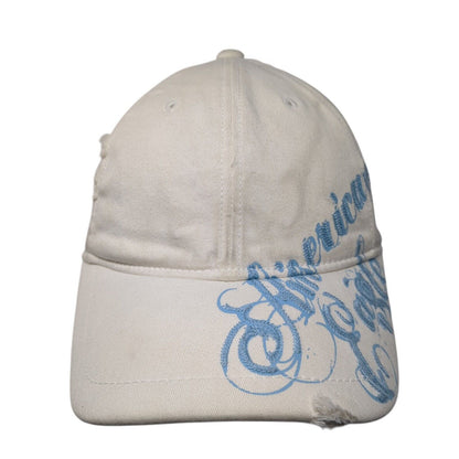 American Eagle Fitted Hat White Cream S/M NU-Fit Embroidered Distressed 6 Panel