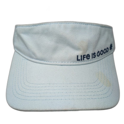 Life is Good Blue Visor One Size Strapback Cotton Embroidered Logo Casual Hat