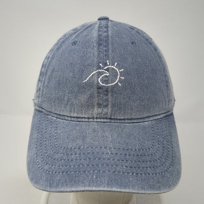 Wave Strapback Baseball Cap Blue One Size Adjustable Embroidered 6 Panel Denim