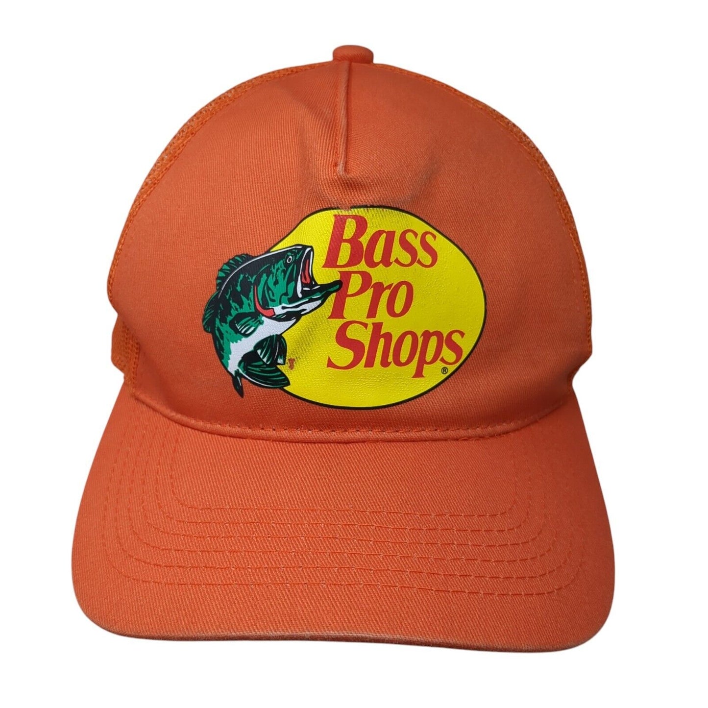 Bass Pro Shops Snapback Trucker Hat Orange OS Adjustable Mesh Back Gone Fishing