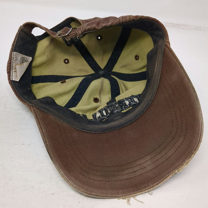 Caterpillar Baseball Cap Brown One Size Slideback Frayed Edge Dirt Slogan Hat