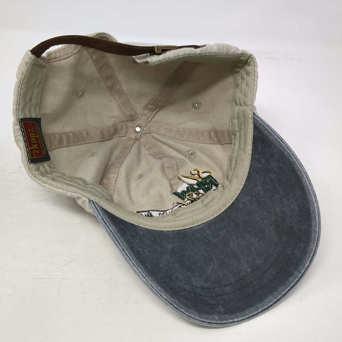 Zkapz Baseball Cap Beige One Size Hat R.H. White Construction 80 Years Blue Brim